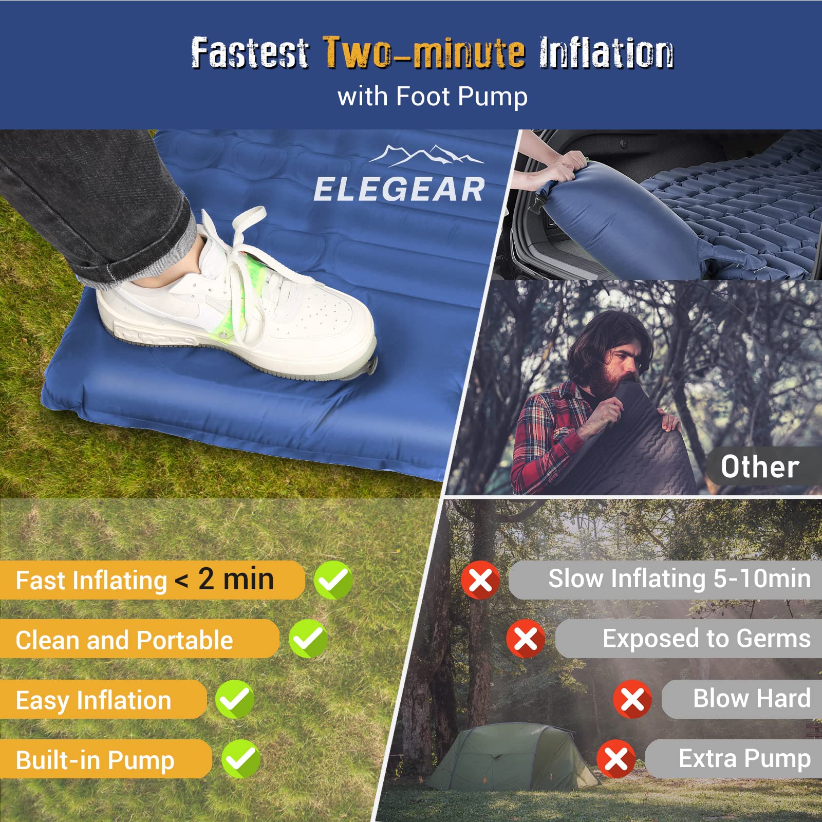 Colchoneta de Camping Autoinflable Ultra-Gruesa de 4"