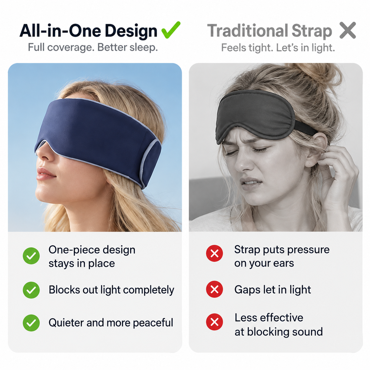 Elegear Aircool Sleep Mask, Side Sleep Without a Hard Buckle Between You and Your Pillow